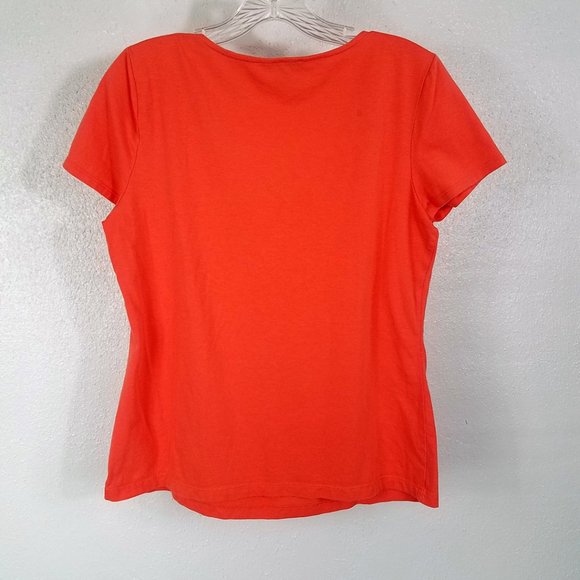 Talbots Women's Orange Pumpkin Spice Mini Ruffle Short Sleeve Shirt Top Blouse - Picture 4 of 8